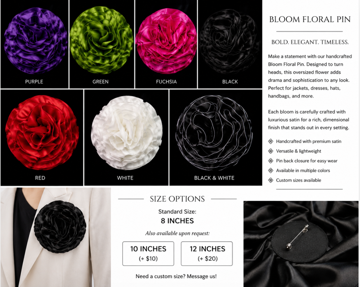 Bloom Satin Flower Brooch